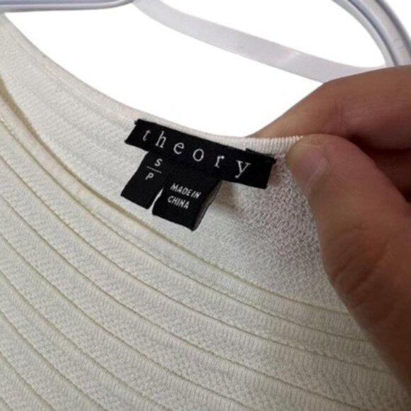 Theory cream sleeveless ribbed knit mini shift dress size S - Picture 4 of 4